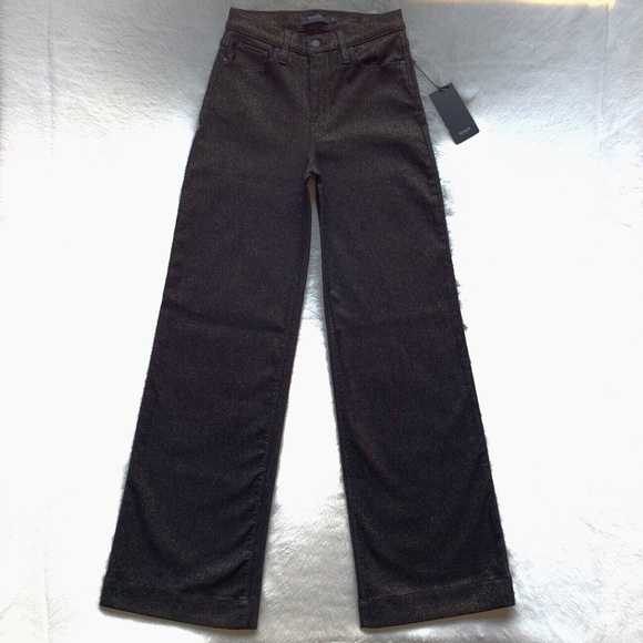 HUDSON Holly High Rise Black Gold Wide Leg Trouser Stretch Jeans - Picture 7 of 12